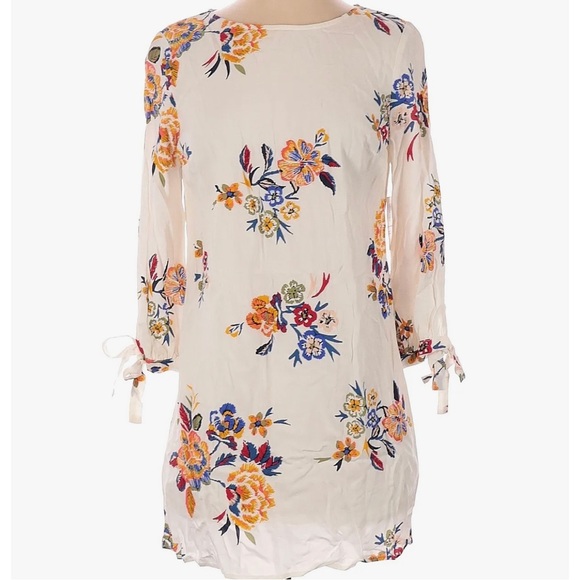 New Floral Tie-Sleeve Shift Dress lined size Medium - Picture 3 of 9